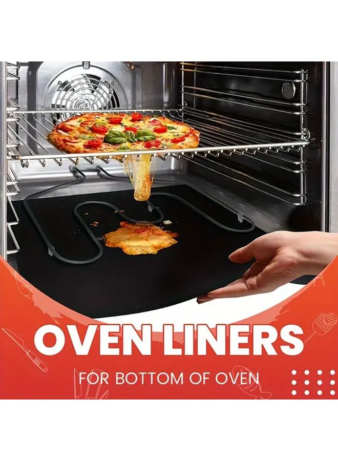 2 Pack Black Oven Liners Non Stick Teflon Heavy Duty 16x24 Inch For Grill Microwave - Image 1